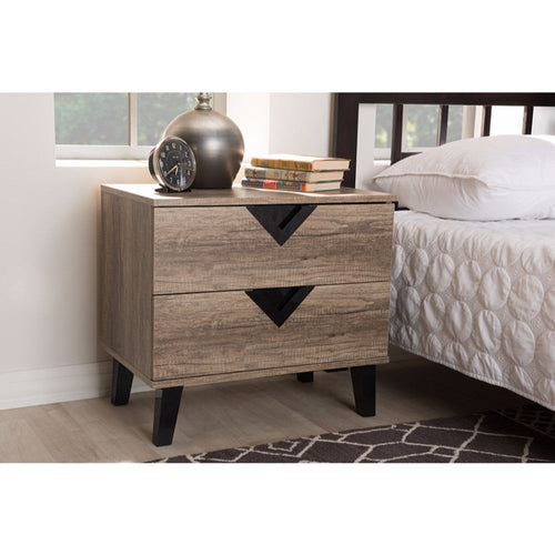 Baxton Studio Swanson Modern and Contemporary Light Brown Wood 2-Drawer Nightstand