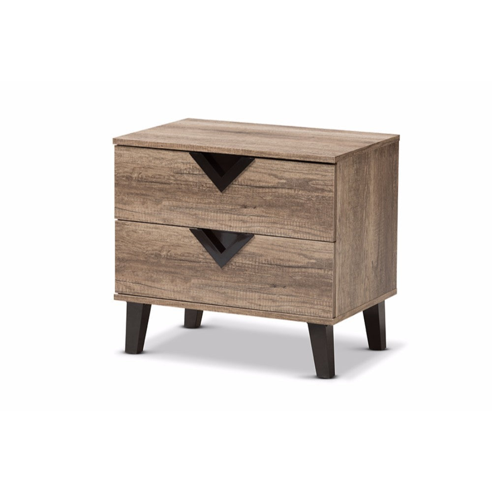 Baxton Studio Swanson Modern and Contemporary Light Brown Wood 2-Drawer Nightstand WHI-W-602A
