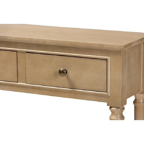 Baxton Studio Calvin Classic and Traditional French Farmhouse Oak Brown Finished Wood 3-Drawer Entryway Console Table
