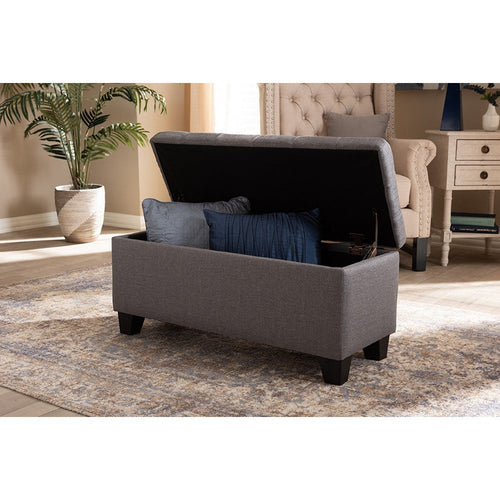 Baxton Studio Fera Modern and Contemporary Gray Fabric Upholstered Storage Ottoman