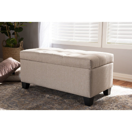 Baxton Studio Michaela Modern and Contemporary Beige Fabric Upholstered Storage Ottoman