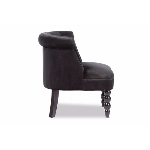 Baxton Studio Flax Victorian Style Contemporary Black Velvet Fabric Upholstered Vanity Accent Chair