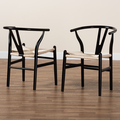 Baxton Studio Paxton Modern Black Finished Wood 2-Piece Dining Chair Set
