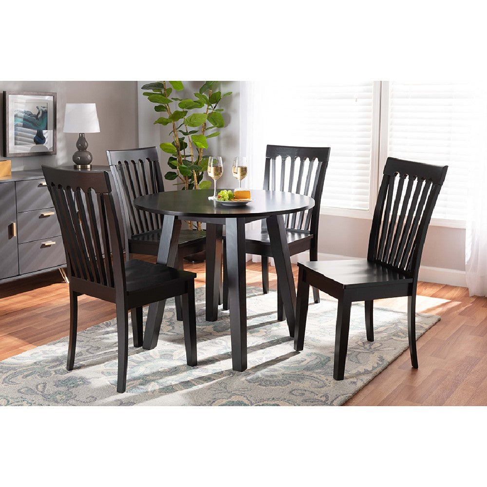 Baxton Studio Zala Modern and Contemporary Dark Brown Finished Wood 5-Piece Dining Set WHI-Zala-Dark-Brown-5PC-Dining-Set