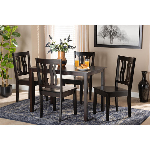 Baxton Studio Zamira Modern and Contemporary Transitional Dark Brown Finished Wood 5-Piece Dining Set