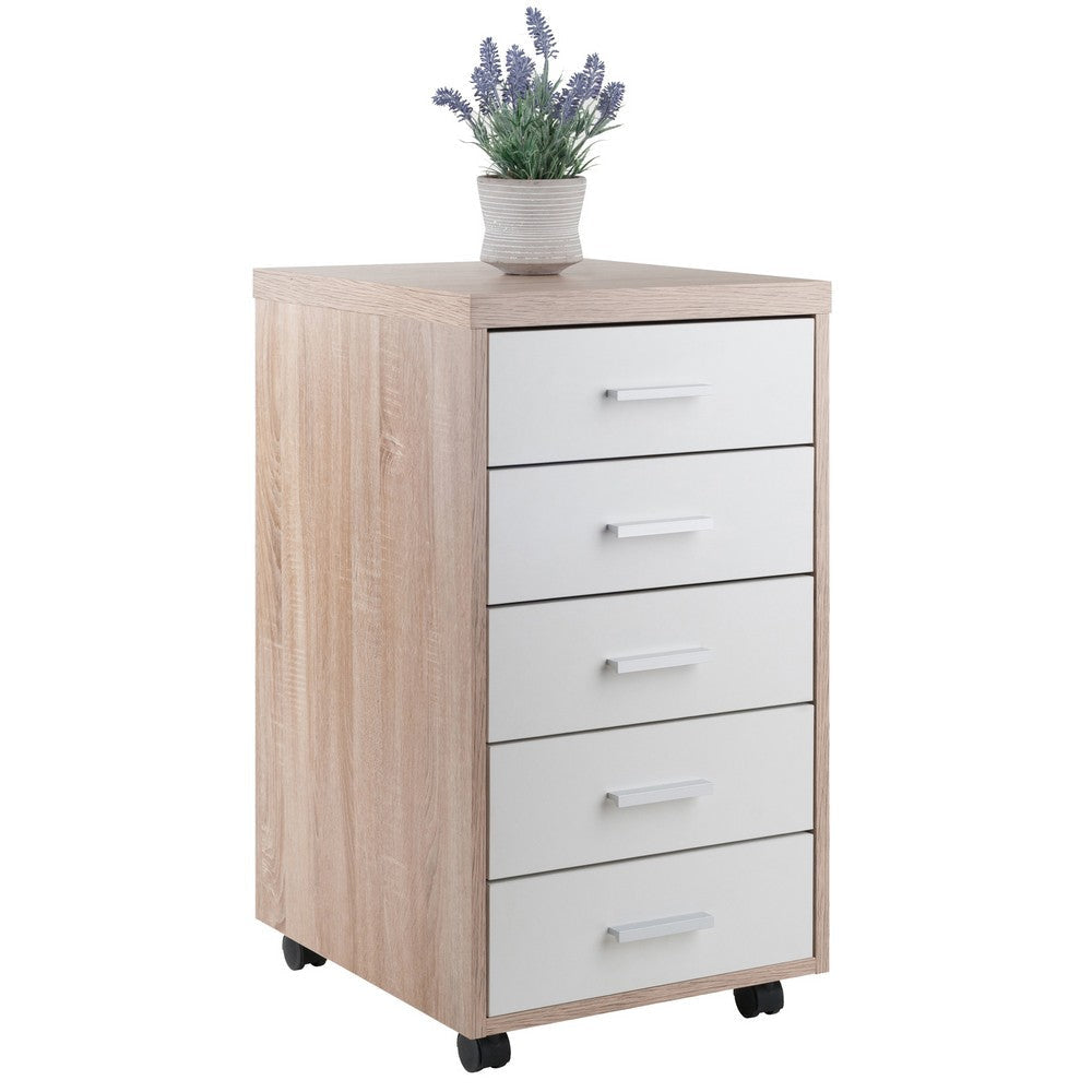 Kenner 5-Drawer Cabinet Reclaimed Wood and White WIN-18556
