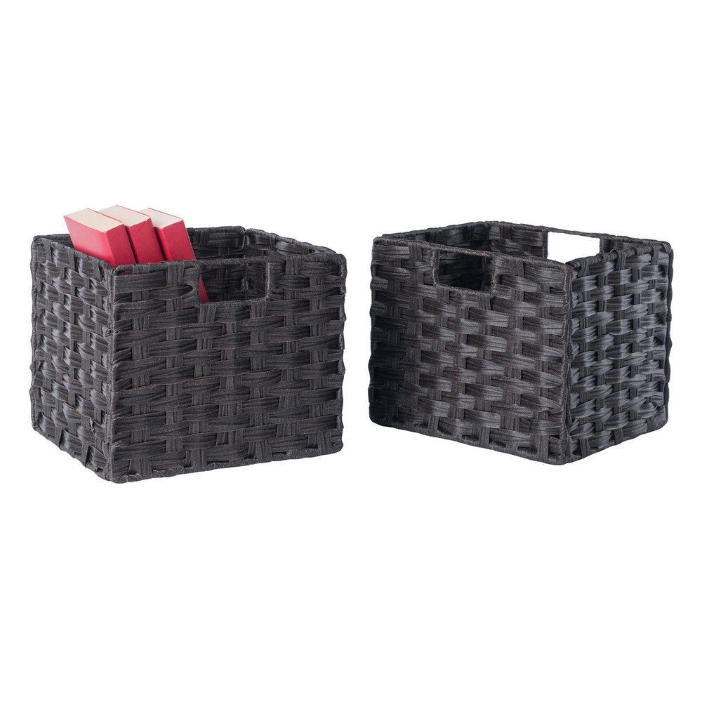 Melanie 2-Pc Foldable Woven Fiber Basket Set Chocolate WIN-38209