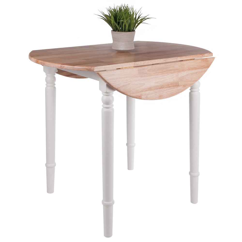 Sorella Round Double Drop Leaf Dining Table Natural and White WIN-53036