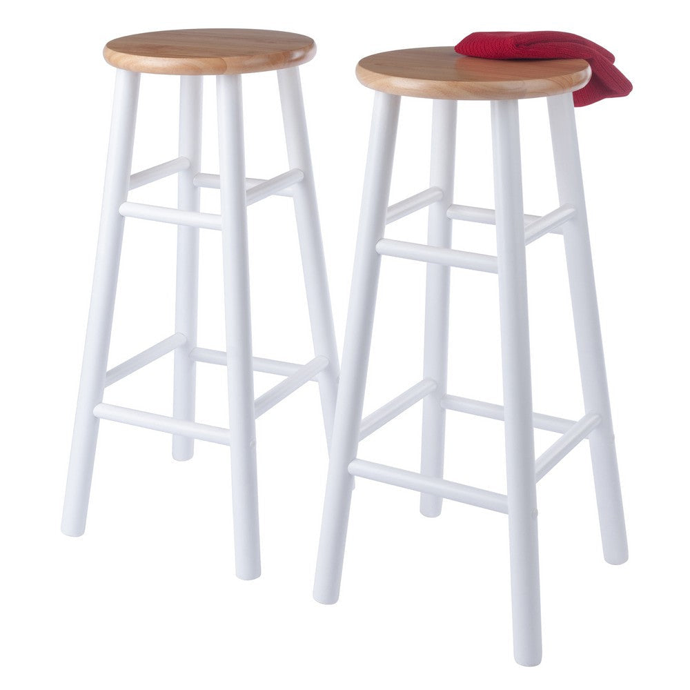 Huxton 2-Pc Bar Stool Set Natural and White WIN-53230