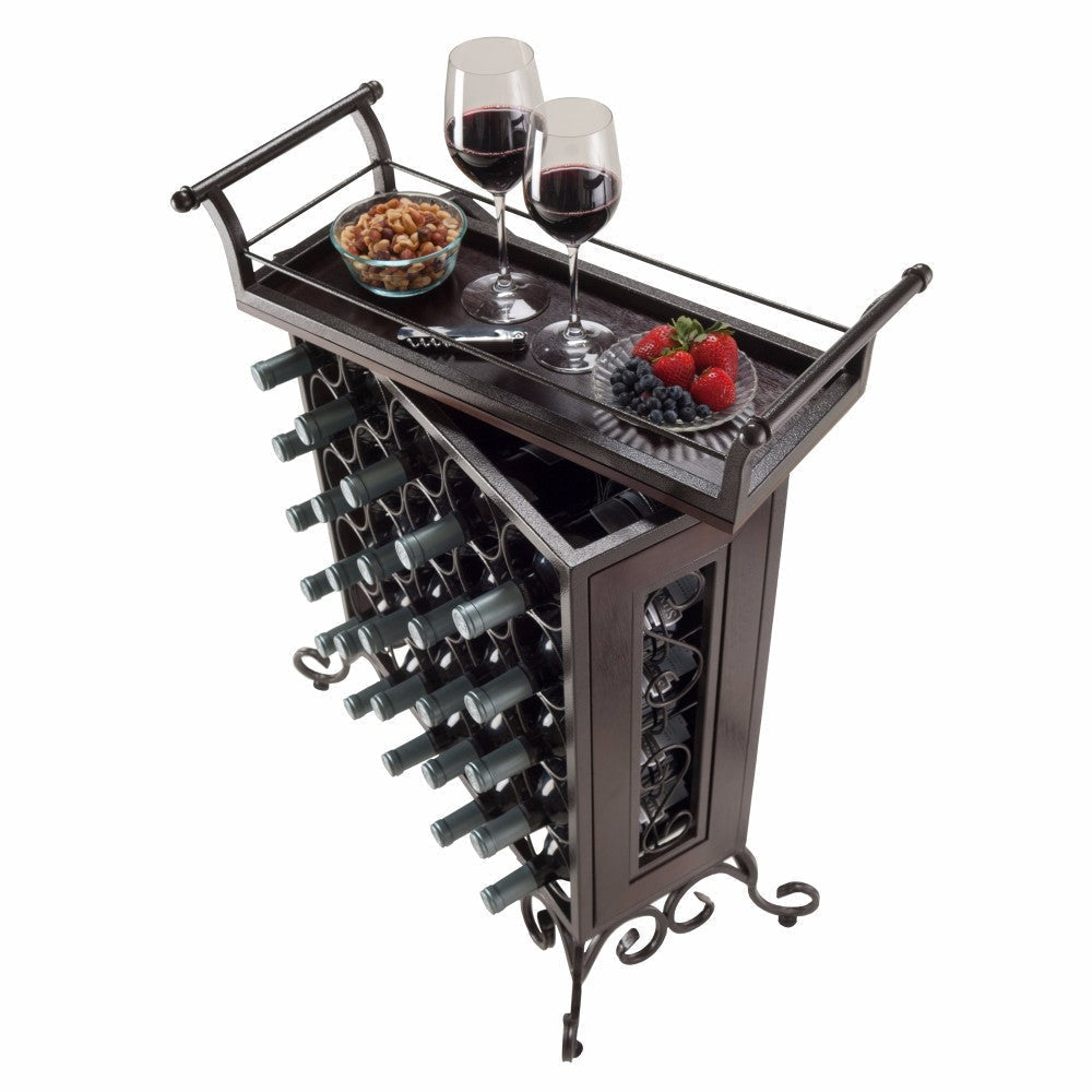 Silvano 25-Bottle Wine Rack Removable Tray Antique Bronze WIN-87523