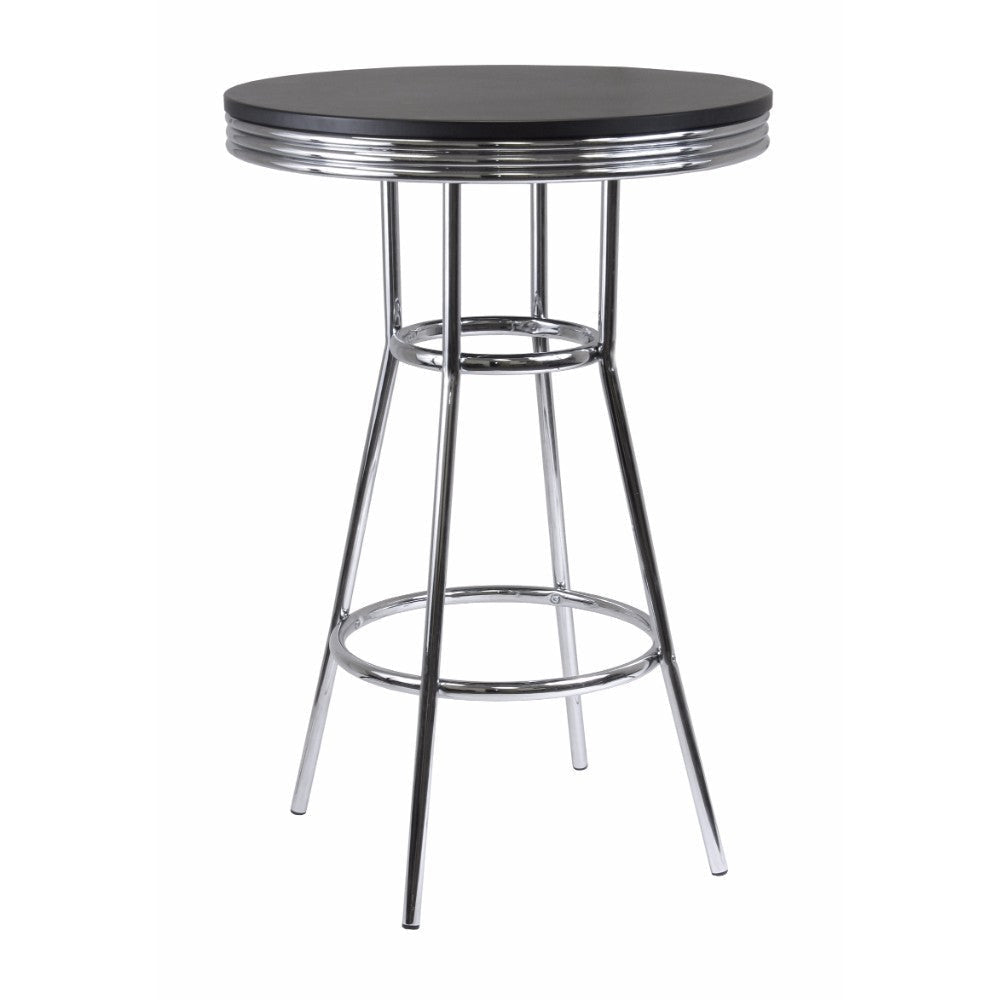 Summit Round High Table, Black and Chrome