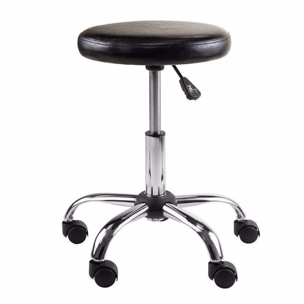 Clark Adjustable Cushion Seat Swivel Stool Black and Chrome WIN-93720
