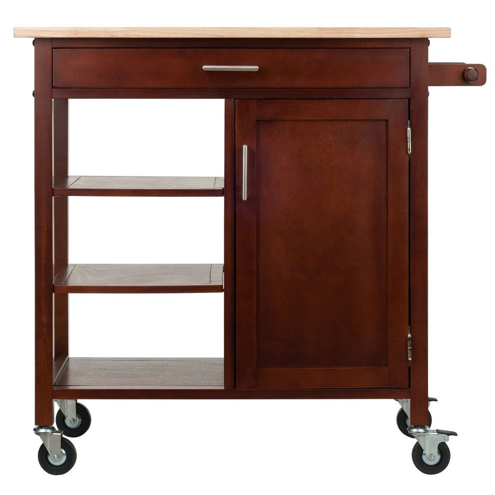 Marissa Kitchen Utility Cart Natural & Walnut WIN-94543