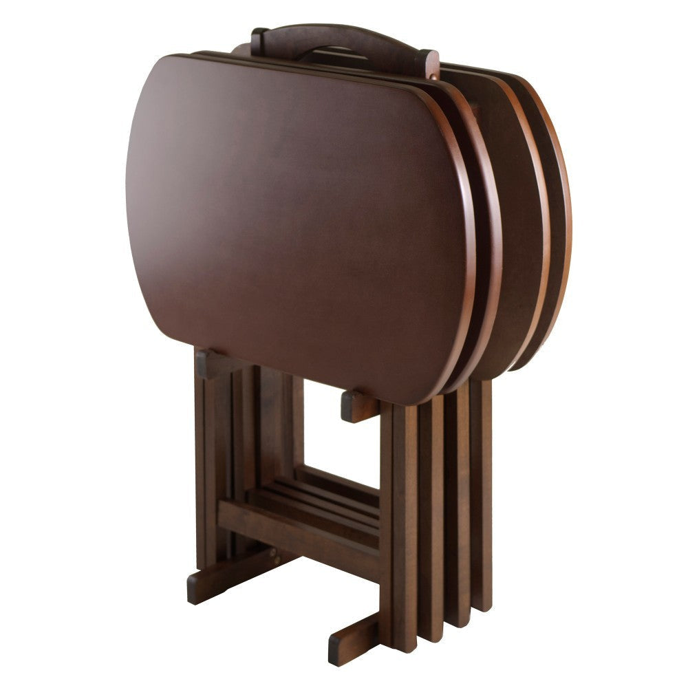 Corbett 5-Pc Oversized Snack Table Set Walnut WIN-94594