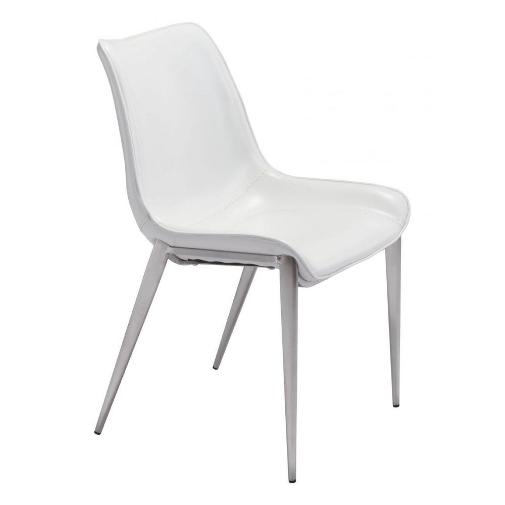 Magnus Dining Chair (Set of 2) White & Silver