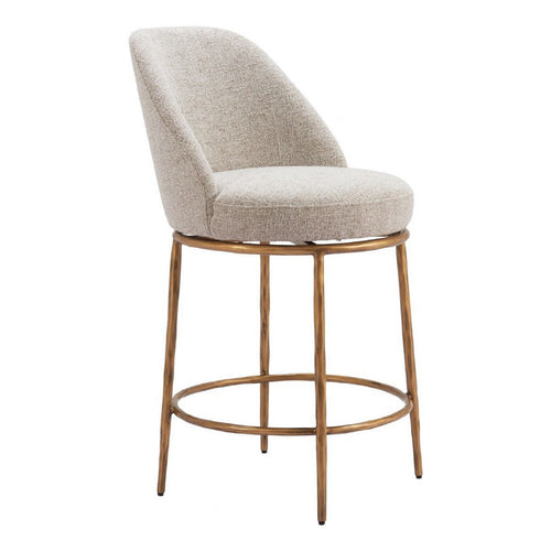Nordhavn Swivel Counter Stool Beige & Gold