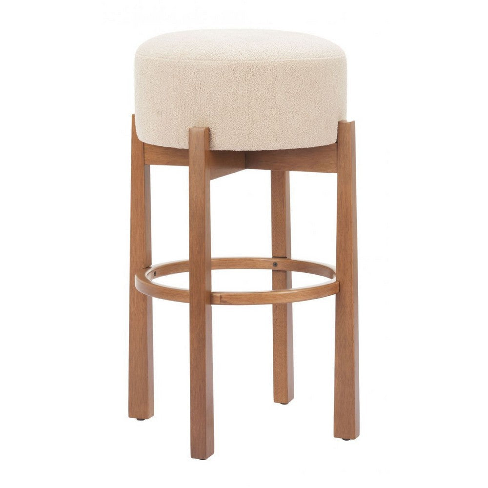 Nade Barstool (Set of 2) Beige & Walnut