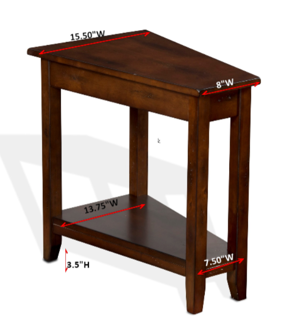 Flint Chairside Table with Shelf, 24" Angled Dark Brown Mahogany Wood