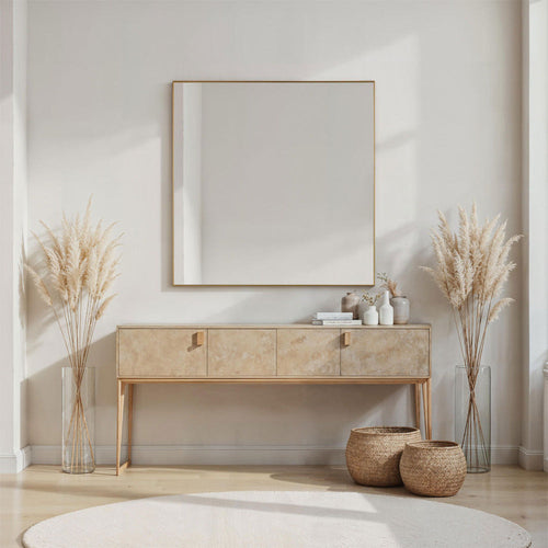 Siam Wall Mount Dresser Mirror | 34x36 | Contemporary White Wood