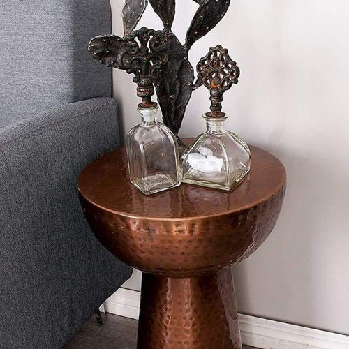 31333 Vintage Inspire Metal Bronze Stool -Benzara
