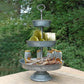 Galvanized 3 Tier Studded Tray In Metal, Silver By Benzara