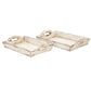 Distressed Wooden Serving Trays With Handles Set Of 2 White By Benzara 39464