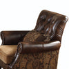 Leather & Fabric Upholstered Armchair With One Pillow Brown By Casagear Home AMF-05497
