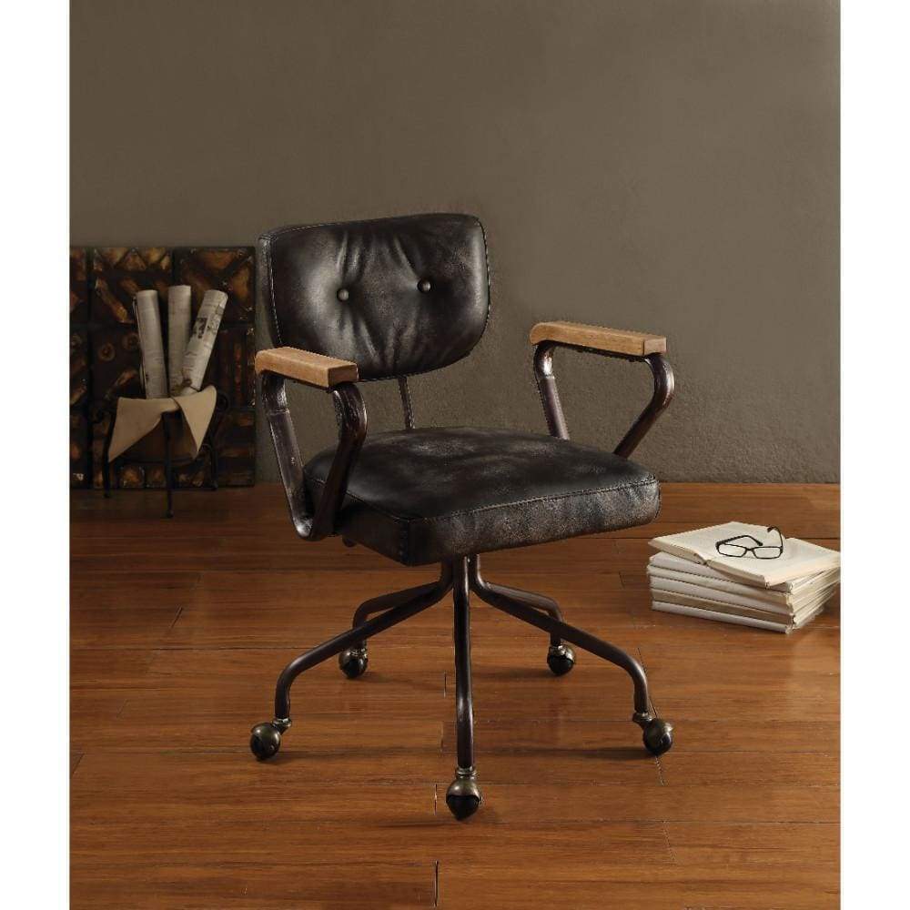 Executive Office Chair | Metal & Leather | Black