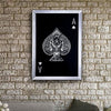 Wood and Mirror Wall Art with Ace Design, Black and Clear - 97626