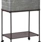 Rectangular Metal Beverage Tub with Stand and Open Grid Shelf, Gray and Black By Casagear Home