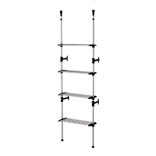 Clothes Rack | 4 Tier | Telescopic Metal Frame | Silver & Black