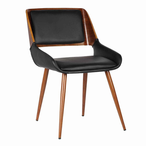 Dining Chair | Mid-Century | Split Padded Back | Faux Leather | Black & Brown