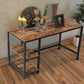 Industrial 55 Inch Wood and Metal Desk with 2 Shelves, Black and Brown By Casagear Home