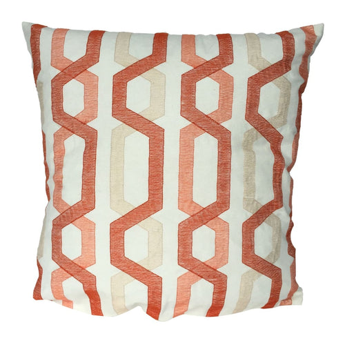 Pillow | Cotton | Geometric Embroidery | Red & Cream