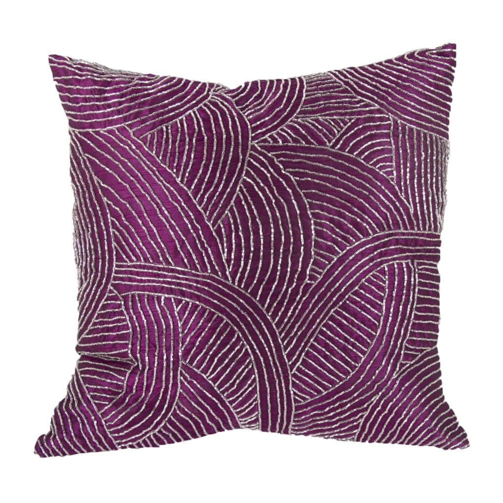 Pillow | Poly Silk | Geometric Design | Purple & Silver