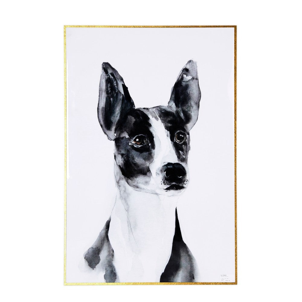 Dog Breed Watercolor Painting with Wooden Backing, Black and White By Casagear Home