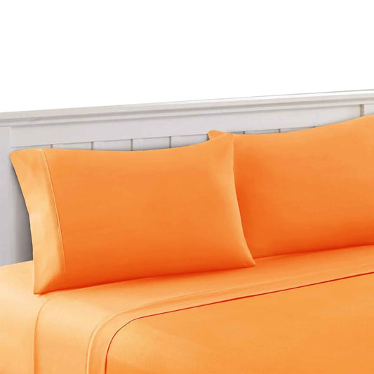 Bezons 3 Piece Twin Size Plain Sheet Set By Casagear Home, Orange