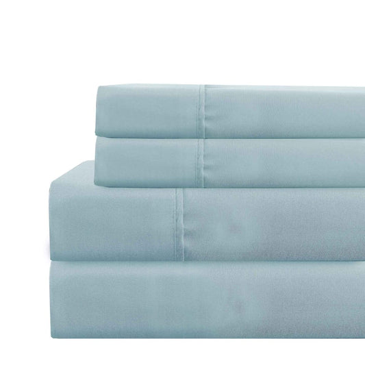 Lanester 3 Piece Polyester Twin Size Sheet Set By Casagear Home, Aqua Blue
