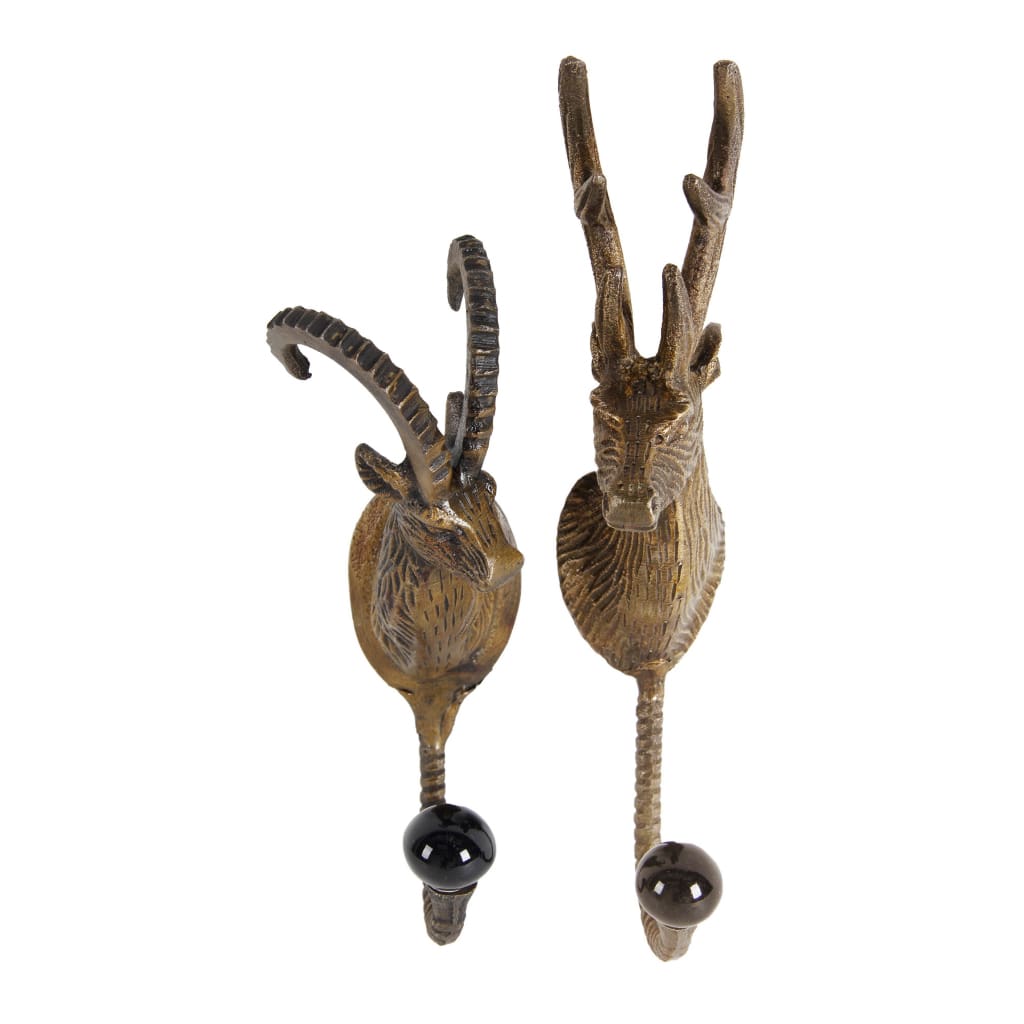 Sheep Head Wall Hangers | Crystal Ball Base | Set of 2 | Gold
