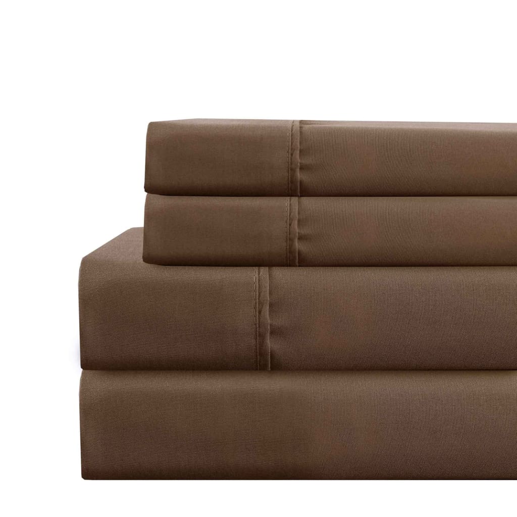 Lanester 4 Piece Full Sheet Set | Deep Pocket | Brown