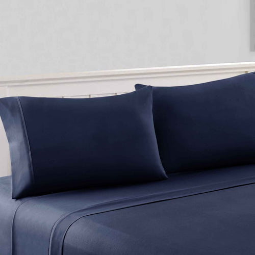 Bezons Cal King Sheet Set | 4 Piece | Microfiber | Navy Blue