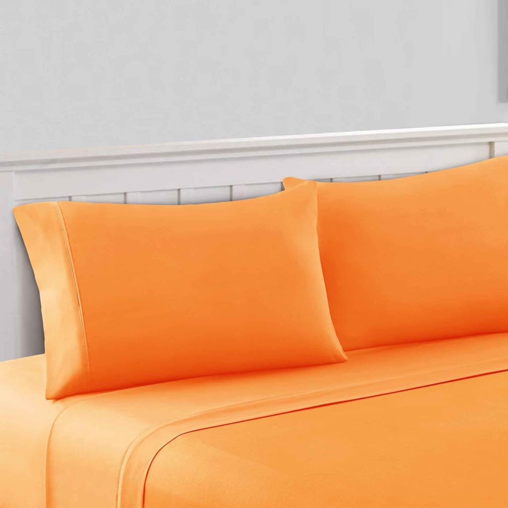 Bezons Cal King Sheet Set | 4 Piece | Microfiber | Orange