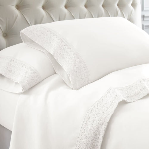Udine Queen Sheet Set | 4 Piece | Crochet Lace | White