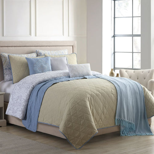 Andria Bed Set | 10 Piece King | Comforter & Coverlet | Multicolor