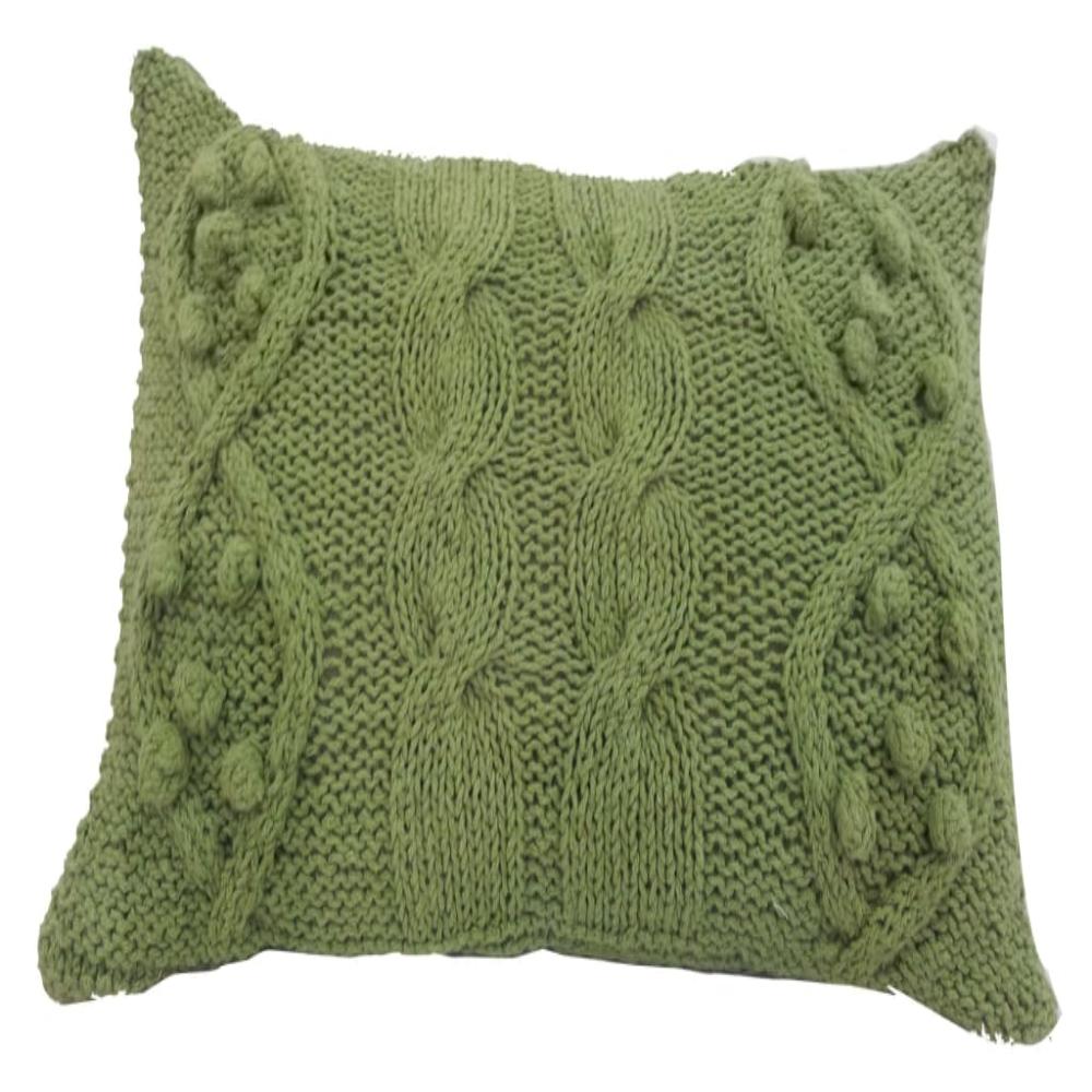 Pillow | 20 x 14 | Cotton | Cable Knit | Twisted Details | Green