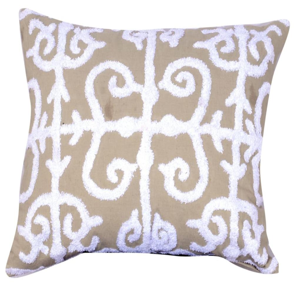 Pillow | 20 x 16 | Cotton | Vermicular Pattern | Brown & White