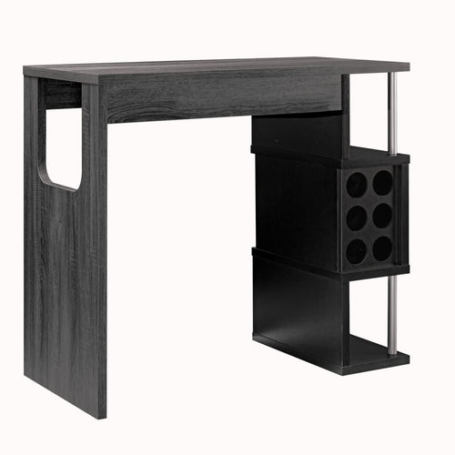 Bar Table | Transitional | Wood | 3 Tier Side Shelves | Gray