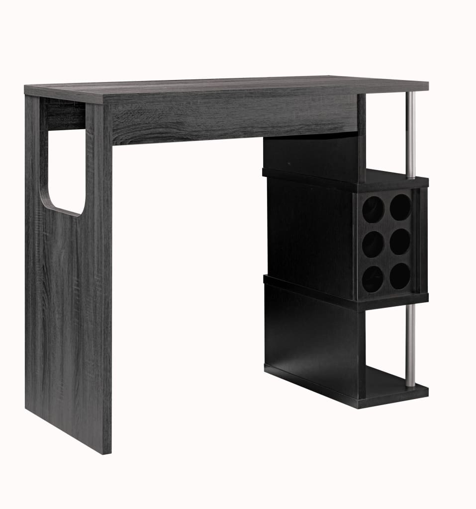 Bar Table | Transitional | Wood | 3 Tier Side Shelves | Gray
