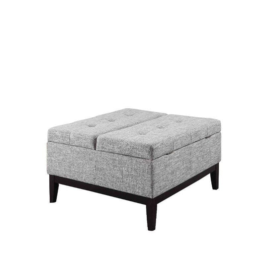 Fabric Upholstered Tufted Square Storage Coffee Table, Black and Gray by Casagear Home