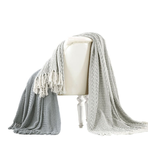 Latina Throw | Cotton | Decorative Fringe | Set of 2 | Gray